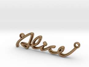 ALICE Script First Name Pendant in Natural Brass