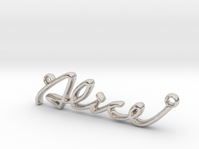 ALICE Script First Name Pendant in Rhodium Plated Brass