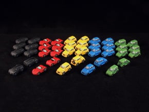 Miniature cars, 5 models x 8 (40pcs) in White Processed Versatile Plastic