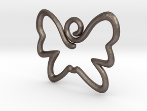 Swirly Butterfly Pendant in Polished Bronzed Silver Steel