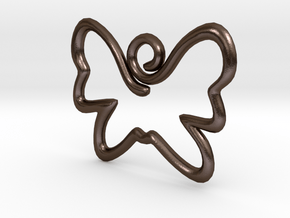 Swirly Butterfly Pendant in Polished Bronze Steel