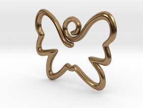 Swirly Butterfly Pendant in Natural Brass