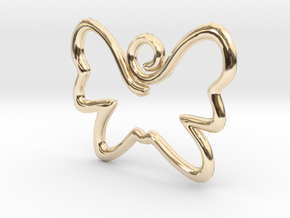 Swirly Butterfly Pendant in 14k Gold Plated Brass