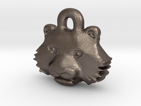 Tiger Face Pendant in Polished Bronzed Silver Steel