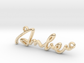 AMBER Script First Name Pendant in 14K Yellow Gold