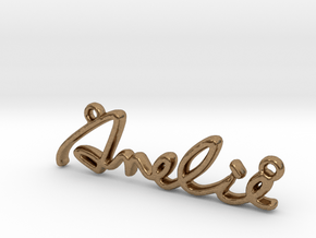 AMELIE Script First Name Pendant in Natural Brass