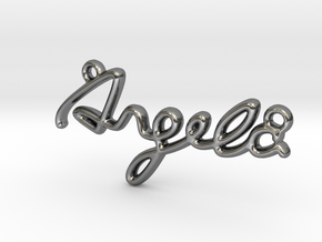 ANGELA Script First Name Pendant in Fine Detail Polished Silver