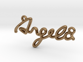 ANGELA Script First Name Pendant in Natural Brass