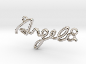 ANGELA Script First Name Pendant in Rhodium Plated Brass
