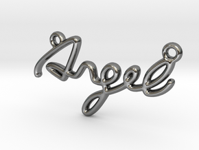 ANGEL Script First Name Pendant in Fine Detail Polished Silver