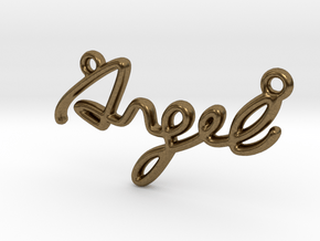 ANGEL Script First Name Pendant in Natural Bronze