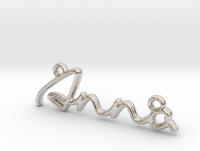 ANNA Script First Name Pendant in Rhodium Plated Brass
