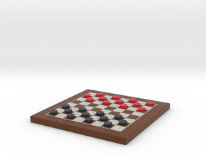 Checkers Board 1/12 Scale in Frame with Pieces in Full Color Sandstone