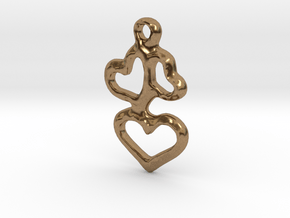 3 Hearts Pendant in Natural Brass