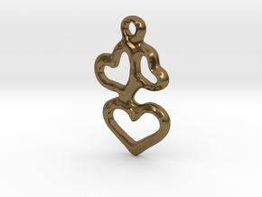 3 Hearts Pendant in Natural Bronze