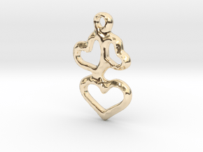 3 Hearts Pendant in 14K Yellow Gold