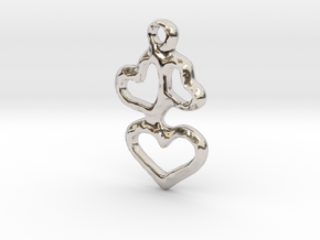 3 Hearts Pendant in Rhodium Plated Brass