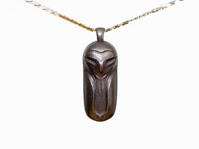 The Sleeping Owl - Pendant in Polished Bronzed-Silver Steel: Small