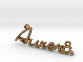 AURORA Script First Name Pendant in Natural Brass