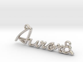 AURORA Script First Name Pendant in Rhodium Plated Brass