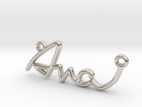 AVA Script First Name Pendant in Rhodium Plated Brass