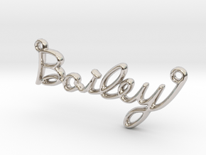 BAILEY Script First Name Pendant in Rhodium Plated Brass