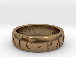 Sir Francis Drake, Sic Parvis Magna Ring Size 8.5 in Natural Brass
