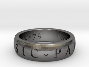 Sir Francis Drake, Sic Parvis Magna Ring Size 8.5 in Polished Nickel Steel