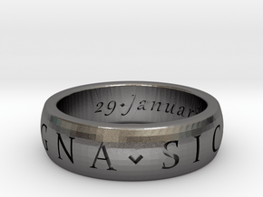 Sir Francis Drake, Sic Parvis Magna Ring Size 7.5 in Polished Nickel Steel