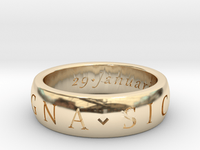 Sir Francis Drake, Sic Parvis Magna Ring Size 7.5 in 14k Gold Plated Brass