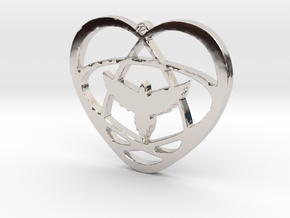 Atom Star Heart Bird 40x3mm Pendant in Rhodium Plated Brass