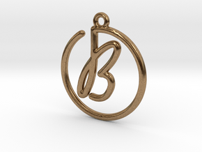 B Script Monogram Pendant in Natural Brass