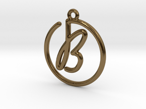 B Script Monogram Pendant in Polished Bronze