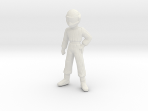 1/24 Young Racing Driver w/ Helmet 1.56 m  in White Natural Versatile Plastic: 1:24