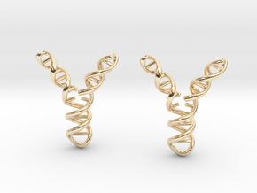 Replicating DNA Earrings in 14k Gold Plated Brass