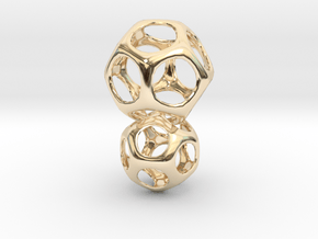 Dodecahedron Interlocked - 2pts in 14k Gold Plated Brass