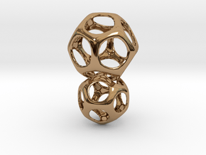 Dodecahedron Interlocked - 2pts in Polished Brass (Interlocking Parts)