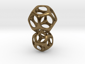Dodecahedron Interlocked - 2pts in Natural Bronze (Interlocking Parts)