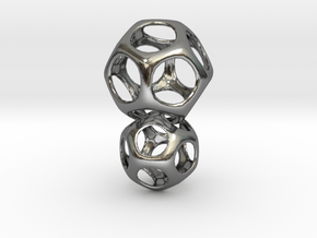Dodecahedron Interlocked - 2pts in Polished Silver (Interlocking Parts)