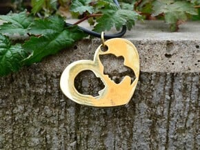 Mother-child pendant in Polished Brass (Interlocking Parts)