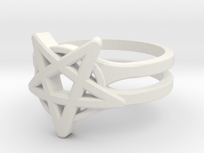 Pentagram Ring in White Natural Versatile Plastic
