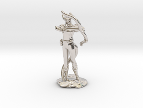 Tiefling Ranger with Bow in Rhodium Plated Brass
