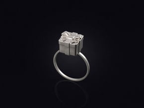 Christmas Box Ring 01 in Polished Bronzed Silver Steel