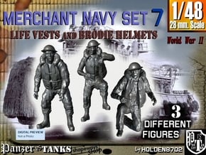 1-48 Merchant Navy Crew Set 7 in Tan Fine Detail Plastic