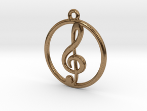 Treble Clef & Ring Pendant in Natural Brass