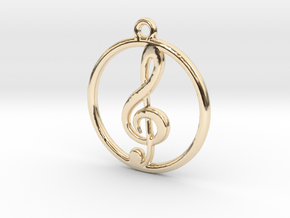 Treble Clef & Ring Pendant in 14K Yellow Gold