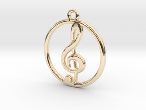 Treble Clef & Ring Pendant in 14k Gold Plated Brass