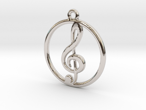 Treble Clef & Ring Pendant in Rhodium Plated Brass