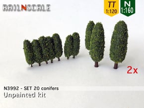 SET 20x Conifers (N 1:160 - TT 1:120) in White Natural Versatile Plastic