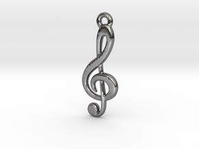 Treble Clef Pendant in Fine Detail Polished Silver